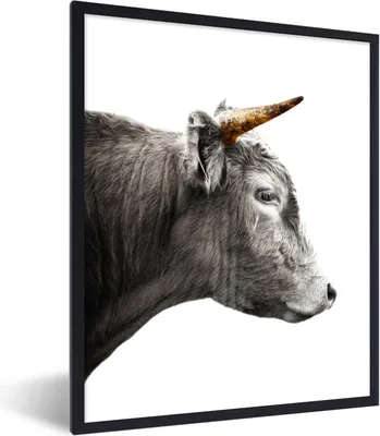 Produktbild von MuchoWow® Gerahmtes Poster Schottischer Highlander - Gold - Schwarz 60x80 cm - Poster mit Schwarzem Bilderrahmen Wandposter Rahmen Foto Bilder - Premium - Wanddeko Wohnzimmer
