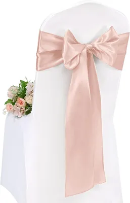 Productafbeelding van Stoelsjerpen - Set van 50 - Satijnen stoelhoezen banden 7X108 inch stoelsjerpen - Roségouden
