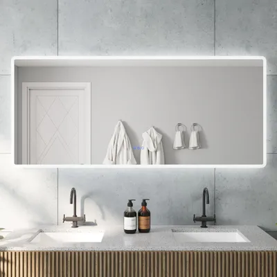 Produktbild von Badspiegel mit Beleuchtung 160x70cm, abgerundete Ecken, Dimmbar, Energiesparend, mit Speicherfunktion,IP44