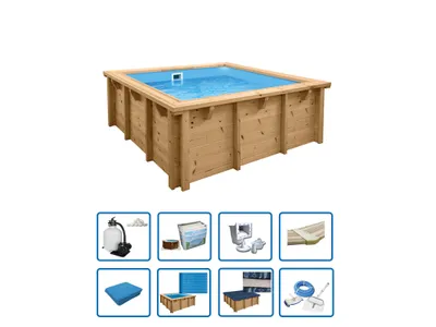 Produktbild von Interline Holzpool "Java" Super Set 2,10 x 2,10/ 0,78 m