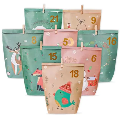 Produktbild von DIY-Adventskalender mit 24 Geschenktüten und Aufklebern