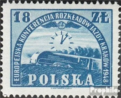 Produktbild von Briefmarken Polen 1948 Mi 504 (kompl.Ausg.) postfrisch Eisenbahnfahrplan