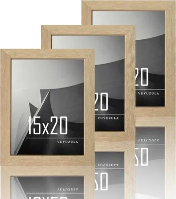 Produktbild von Bilderrahmen 15x20cm Holz Fotorahmen 3er Set Natur Acrylglas15x20cm