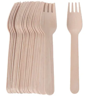 Image de Fourchettes jetables Vilde | Fourchettes en bois pour pique-nique fêtes écolo 20 pièces