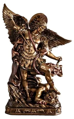 Erzengel St. Michael Figur, 100 cm, Kunstharz, bronzefarben