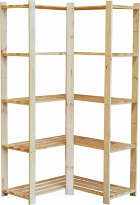Produktbild von Eckregal PINEPEAK | HxBxT 170x85x38cm | 5 Fachboden | 1,2cm dickes Kiefernholz | Natur
