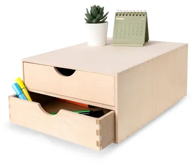 Productafbeelding van Creative Deco Mini Houten Kist met 2 Lades, 33 x 25 x 13,5 cm