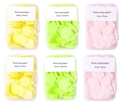 Produktbild von Seifenblätter 600 Stück, Portable Papierseife, Duftmix Jasmin/Lavendel/Zitrone