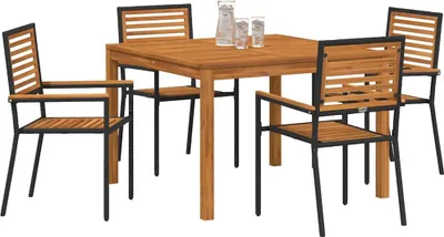 Image de vidaXL Ensemble de jardin 5 pcs noir bois massif acacia