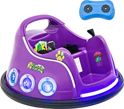 Produktbild von DREAMADE 12V Elektro-Fahrzeug , Kinderfahrzeug mit Fernbedienung, 360 Grad Drehung, Blinkende LED-Lichter, Eingebaute Musik, 3-8 Jahren (Lila)