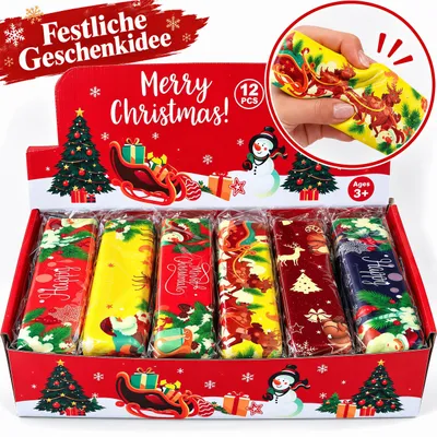 Produktbild von Christmas Butter Squishies,12er Set Quetschspielzeug Langsam Rückfedernd,Fidget Spielzeug Weihnachtsdesign für Kinder und Erwachsene