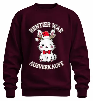 Immagine prodotto di Renna era esaurita Regalo di Natale Carino Coniglietto Divertente Felpa Unisex Pullover, Borgogna, XXL
