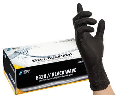 Immagine prodotto di NITRAS® 8320 NITRAS® unisex Einmalhandschuhe BLACK WAVE schwarz Größe M 100 St.