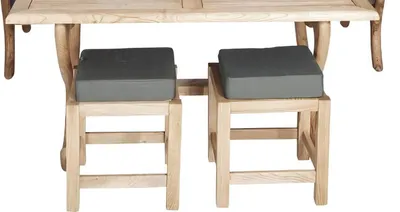 Produktbild von Gartenhocker Polsterhocker Modernes Set 2x Hocker Holzhocker Designhocker