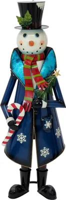 Image de EUROPALMS Bonhomme de neige avec manteau, métal, 150cm, bleu (83314907)