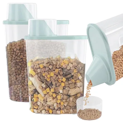Produktbild von Futterbehälter Vorratsdose Tierfutter - 2 x 2,5 l - Luftdicht - Mit Messbecher - BPA-frei - Für Hund und Katze