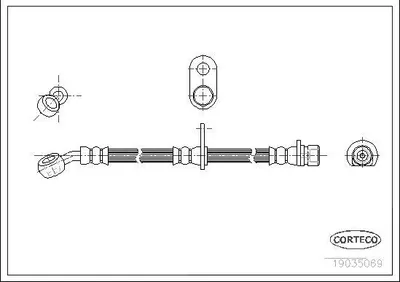 Produktbild von CORTECO 19035069 Bremsschlauch für HONDA CIVIC VI Hatchback (EJ, EK) CRX III (EH, EG) CIVIC VI Coupe (EJ, EM1) CIVIC VI Stufenheck (EJ, EK)