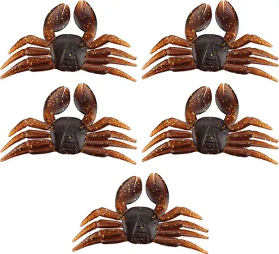Image de 5 pièces/paquet d'appâts souples en PVC en forme de crabe, appâts de pêche réalistes, appâts artificiels, accessoires de pêche (marron)