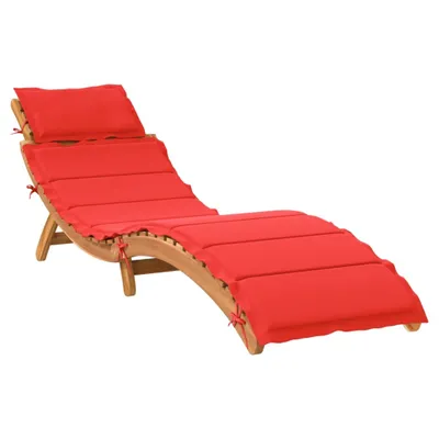 Image de vidaXL Transat en bois d'acacia massif, couleur rouge