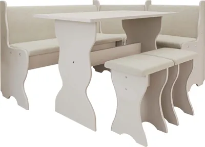 Produktbild von MIRJAN24 Eckbank + Tisch und zwei Hocker Thomas, Küchen-Set, rechte oder linke Seite (Farbe: Cashmere / Trinity 02)