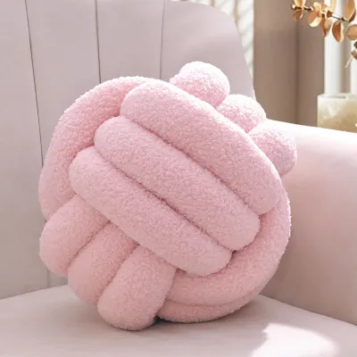 Productafbeelding van Kussentje met knoopjes, teddyflanel, 22 cm, roze, decoratief, voor kinderkamers