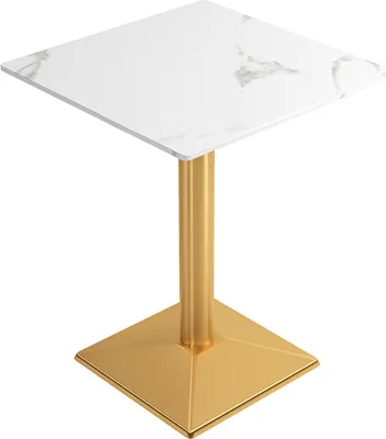 Zdjęcie produktu dla Meble gastronomiczne Stół do jadalni Stół kuchenny do jadalni Stół do salonu Stół bistro Sinterstein biało-złoty 2 60*60*75 cm
