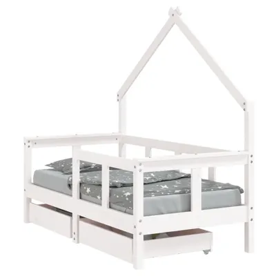 Image de vidaXL Lit d'enfant avec tiroirs blanc 70x140 cm pin massif