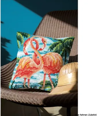 Produktbild von Vervaco Kreuzstichkissen Flamingo