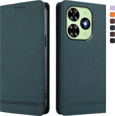 Produktbild von Hülle für Tecno Spark Go 2024/Spark 20/20C/Pop 8/Infinix Smart 8/8 Pro/8 Plus/Hot 40i, Retro Kunstleder Ständer Klapphülle mit Kartenfächer und Magnetische Grün