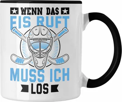 Produktbild von Trendation - Eishockey Tasse Geschenk Eishockey-Spieler Kinder Geschenkideen (Schwarz)