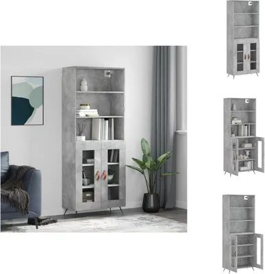 Image de vidaXL Highboard gris béton 69,5x34x180 cm Bois composite - Sideboards