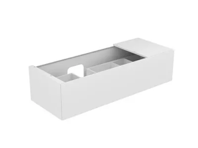 Produktbild von Keuco Edition 11 Waschtischunterbau 1400 x 350 x 535 mm links (1055 mm Öffnung) mit 1 Auszug - Anthrazit Glas / Lack Matt - 31163110000