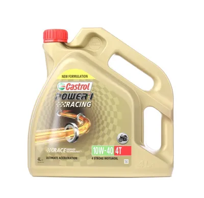 Produktbild von Castrol Power 1 Racing 4T 10W-40, 4 l, 10W-40, Motorrad, Benzin, Ottomotor, Gold