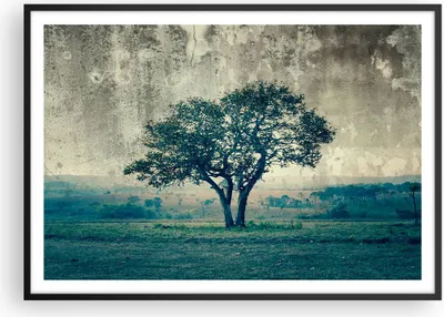Produktbild von Gerahmtes Poster - Schwarzer Rahmen - Baum Natur Feld - 100x70 cm - Wand Bild - Wanddeko - Wandbilder - Kunstposter - Wandposter - Bilderrahmen - Bilder - Kunstdruck - Wandbild - P2BAA100x70-3627