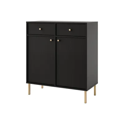 Produktbild von Kommode TOKA VIII – Highboard mit 2 Türen und 2 Schubladen, modernes Design mit Rohrfüßen für Wohnzimmer, Esszimmer - Schwarz
