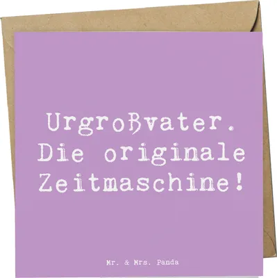 Produktbild von Mr. & Mrs. Panda doppelkarte Spruch Urgroßvater Zeitmaschine - Lavendeltraum - Geschenk, einzigartige Designs, Geschichte, anlasskarte, Liebe, Glückwunschkarte, Geschenke