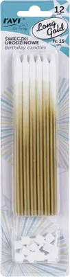 Immagine prodotto di Candele di compleanno dorate lunghe 12pz