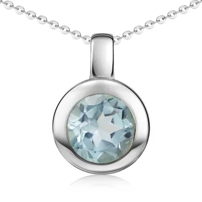 Produktbild von MATERIA by Matthias Wagner Blautopas Anhänger Edelstein Silber 925 blau rund facettiert KA-140-Blautopas