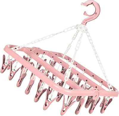 Obrázok produktu pre 32 klipový skladací vešiak 360 stupňov otáčania Domácnosť Práčovňa Klip Rack s vetru odolným zámkom Sušenie Rack Pink C0NCQ