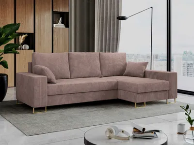 Produktbild von Ecksofa, Bettsofa, L-Form Couch mit Bettkasten - DORIAN-L - Rosa