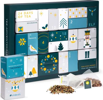 Produktbild von Erlebnis Tee Adventskalender 2026 24x Tee in Pyramidenbeutel
