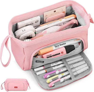 Image de Trousse à crayons Grande, Super Grande Trousse Fille Adolescente Grande Capacité, rose
