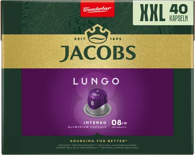 Produktbild von JACOBS Kapseln Lungo Intenso 5 x 40 Nespresso®* kompatible Kaffeekapseln