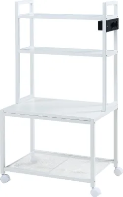 Zdjęcie produktu dla Stół na kółkach do drukarki "Svanaldsvipp" 100 x 55 x 38 cm Stojak na drukarkę z wbudowanym modułem gniazda zasilania Metalowa rama Biały