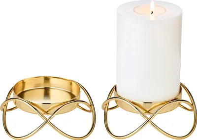 Produktbild von EDZARD 2er Set Kerzenhalter Bastia in gold H 4.5 cm