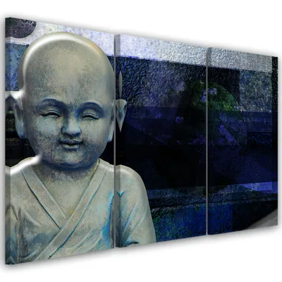 Produktbild von Triptychon auf leinwand religiös - blau 90x60 cm Feeby blau wandbild bereit zum aufhängen
