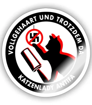 Produktbild von Spreadshirt Vollgehaart Und Trotzdem Da Katzenlady Antifaschistin Sticker Aufkleber, 10 x 10 cm, Weiß glänzend