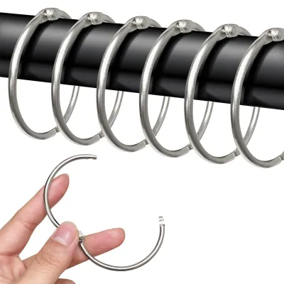 Obrázek produktu pro Balení 40 stříbrných kroužků na závěsy z nerezové oceli – vnitřní průměr 50 mm