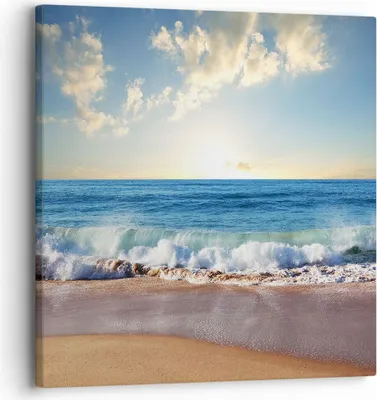 Produktbild von Bild auf Leinwand - Leinwandbild - Meer Ufer Wasser - 30x30cm - Wand Bild - Wanddeko - Wandbilder - Leinwanddruck - Bilder - Kunstdruck - Wanddekoration - Leinwand bilder - Wandkunst - AC30x30-3551