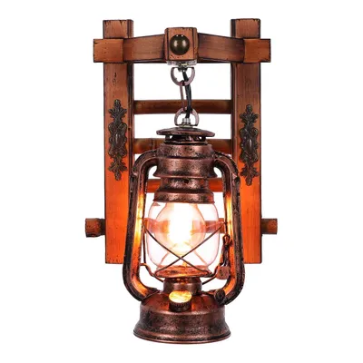 Produktbild von TIBU Wandlampe Holz Retro Wandleuchte Innen Vintage Wohnzimmer Leiter E14 1 flammig
